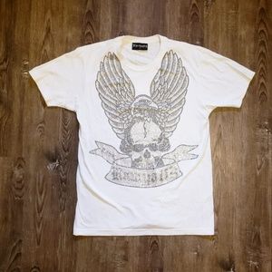 RAWALTY WHITE BLINGY SKULL AND FREEDOM EAGLE